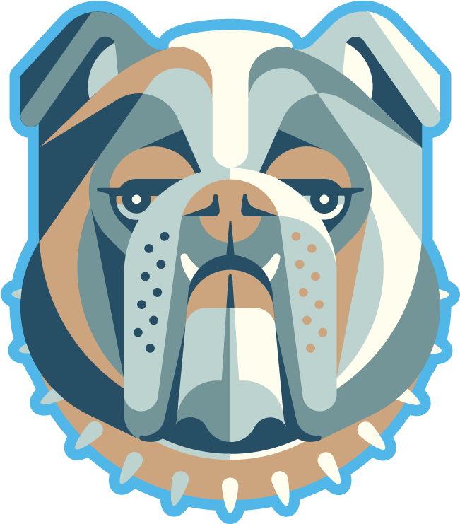 English Bulldog Sticker Neon Blue Golden Doodle T Shirts - Bulldog Face For Men And Women Mugs (820x820)