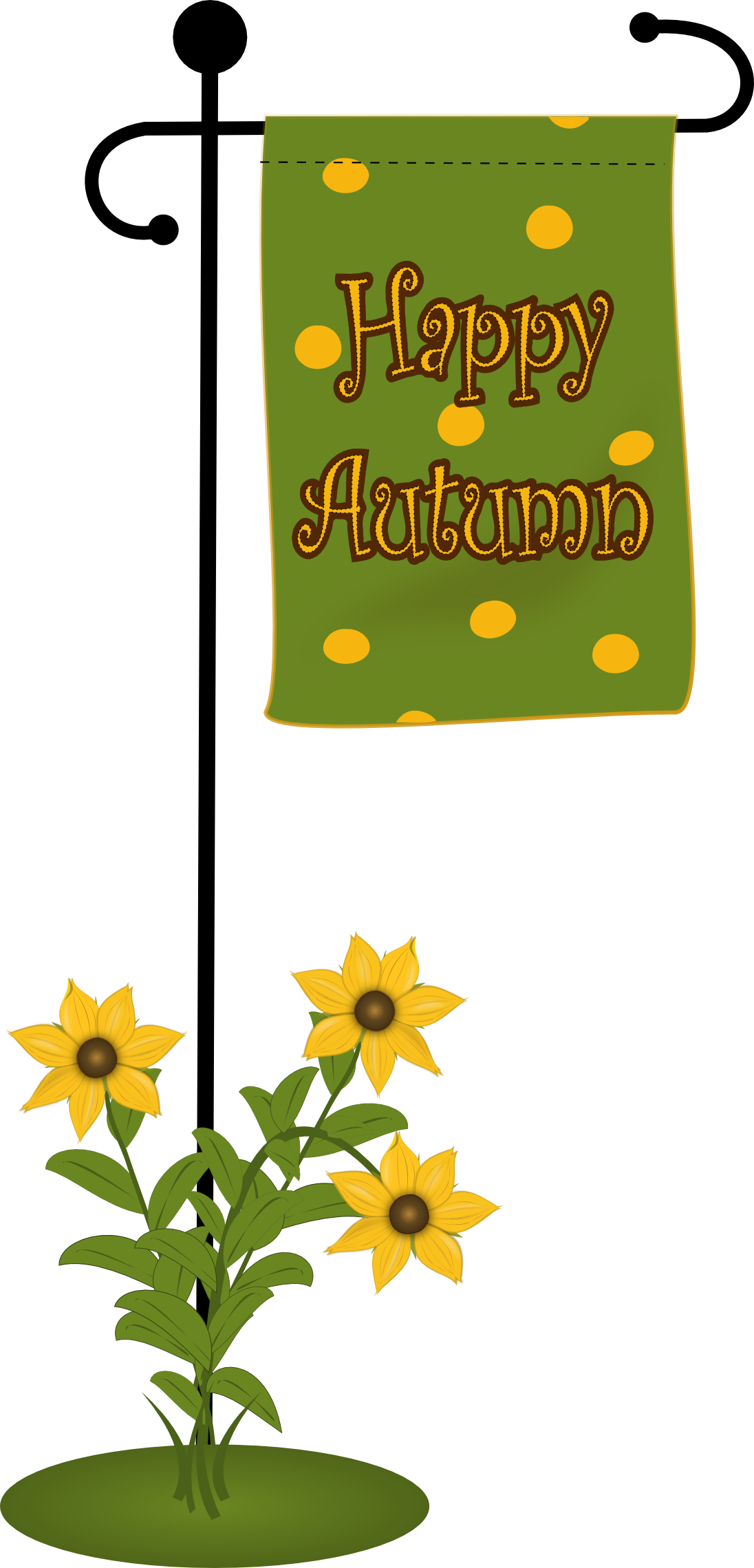 Happy Autumn Flag With Fowers - Black-eyed Susan (1096x2279)