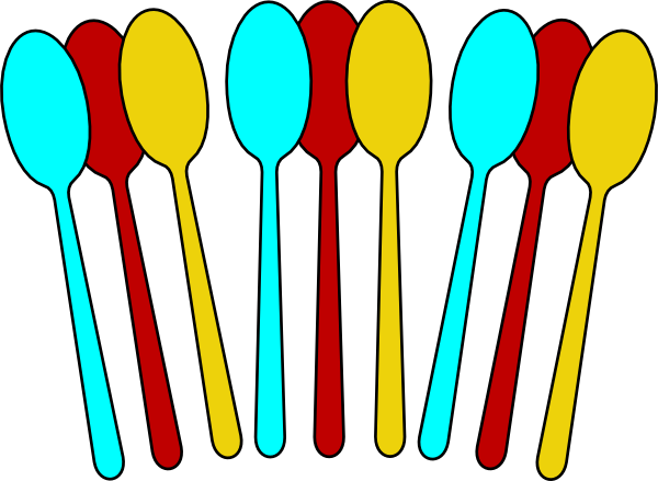 Colorful Spoons - - Clip Art Picture Of Spoons (600x439)