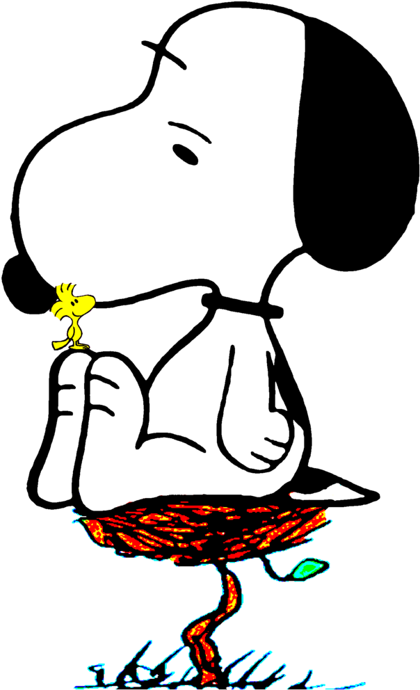 Snoopy E Woodstock No Ninho By Bradsnoopy97 - Snoopy Sentado Png (738x1081)