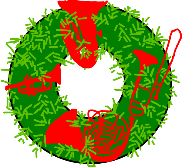 Brass Quartet Wreath Clip Art - Illustration (600x549)