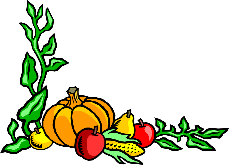 Vector Illustration Of Fall Or Autumn Harvest Border - Thank You God For The Harvest (967x700)