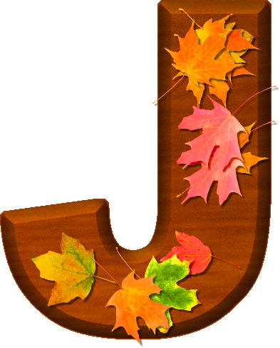 Cherry Wood Leaves Letter J - Fall Letter Clip Art (393x487)