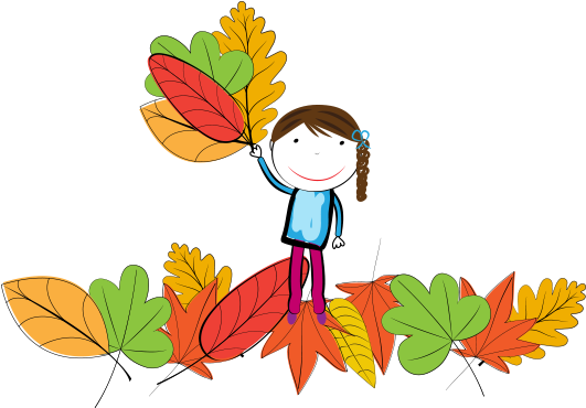 Clipart Yapraklar Arasındaki Kız Çocuğu - Child (530x478)