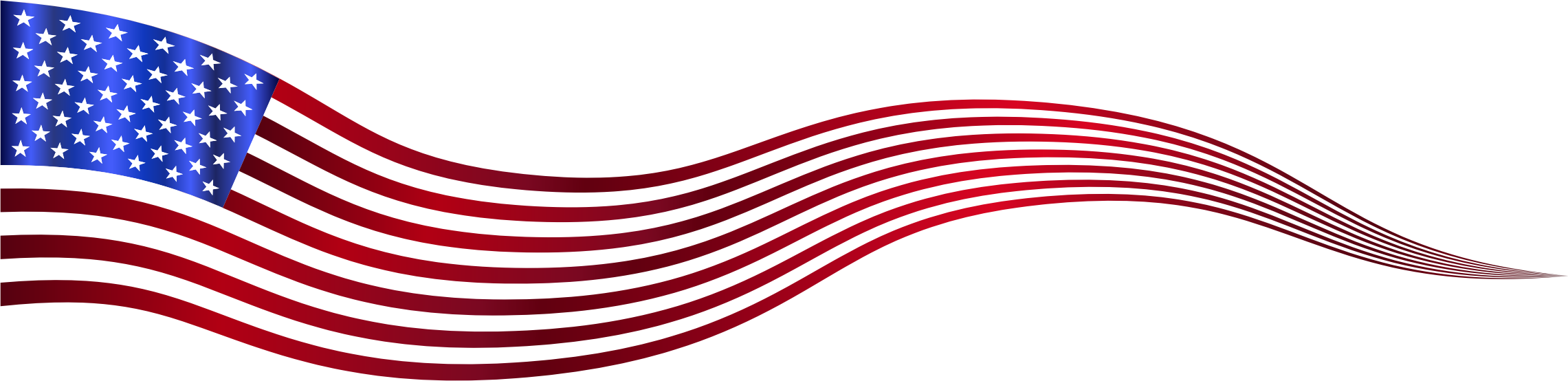 Wavy Usa Flag Banner Variation - American Flag Banner Clipart (2281x554)