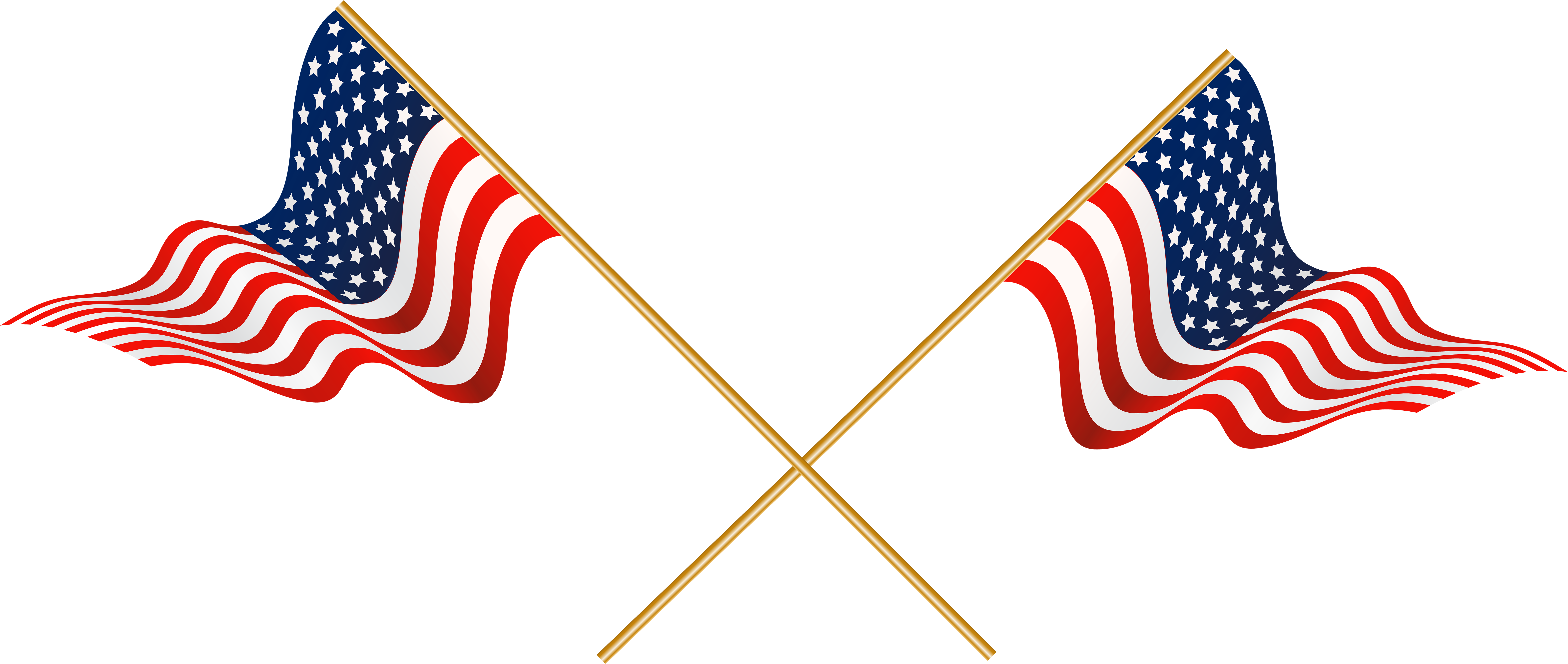 Usa Crossed Flags Transparent Png Clip Art - Usa Clipart Transparent (8000x3421)