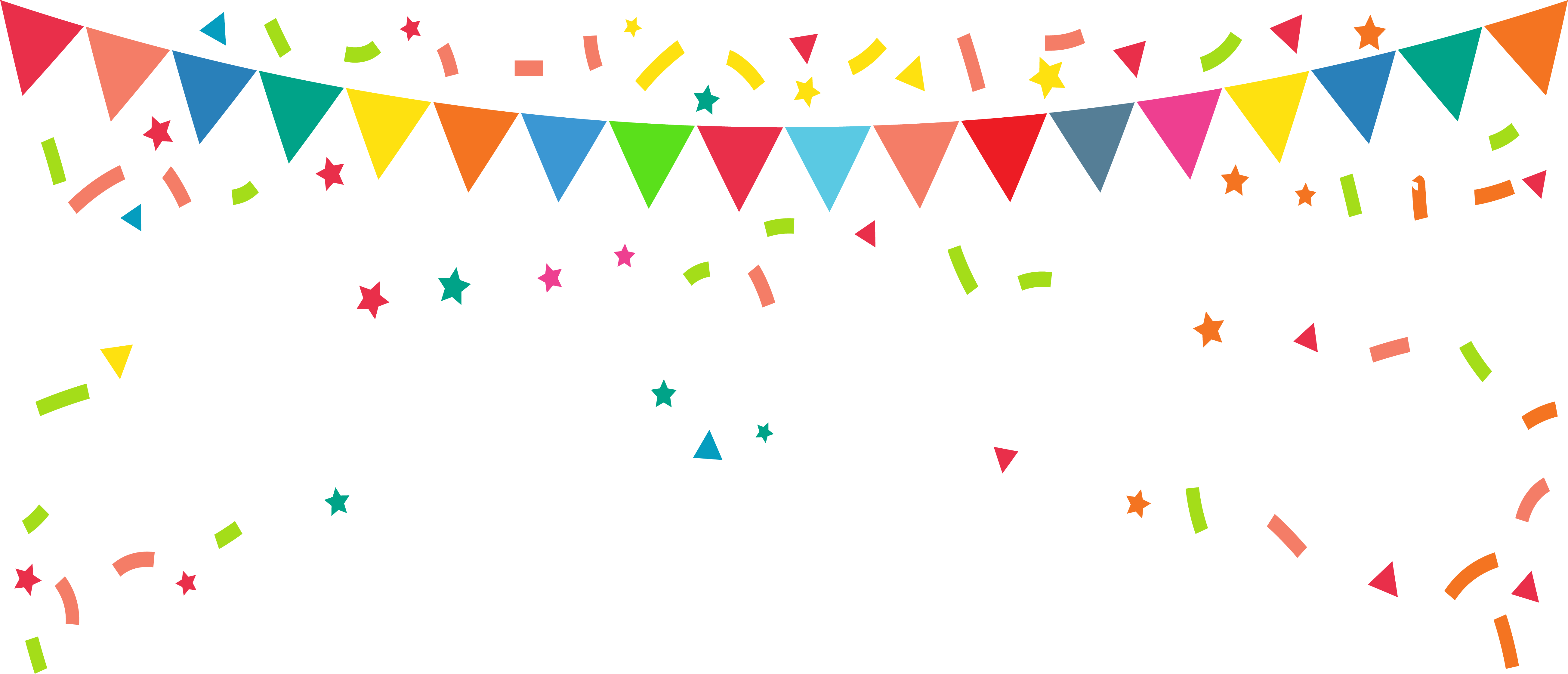 Bunting Banner Flag Clip Art - Party Flag Transparent (5212x2240) .