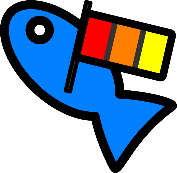 Fish Carrying Flag Svg Clip Arts 600 X 584 Px - Fish (600x584)