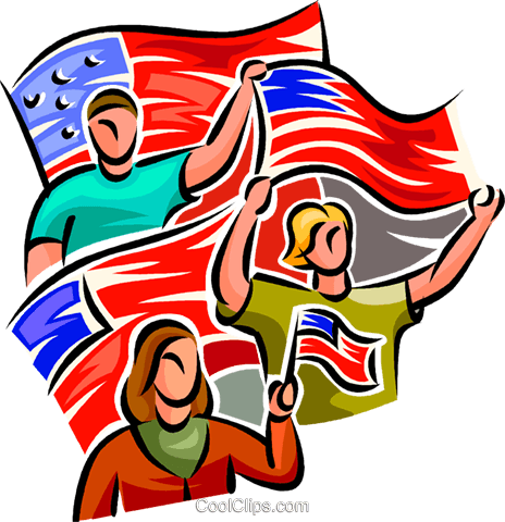 People Waving American Flags Royalty Free Vector Clip - People Waving American Flags Royalty Free Vector Clip (676x700)