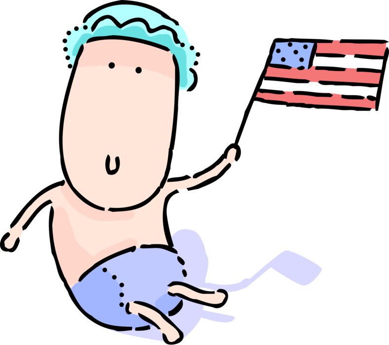 Vector Illustration Of Newborn Infant Baby Patriot - Vector Illustration Of Newborn Infant Baby Patriot (788x700)