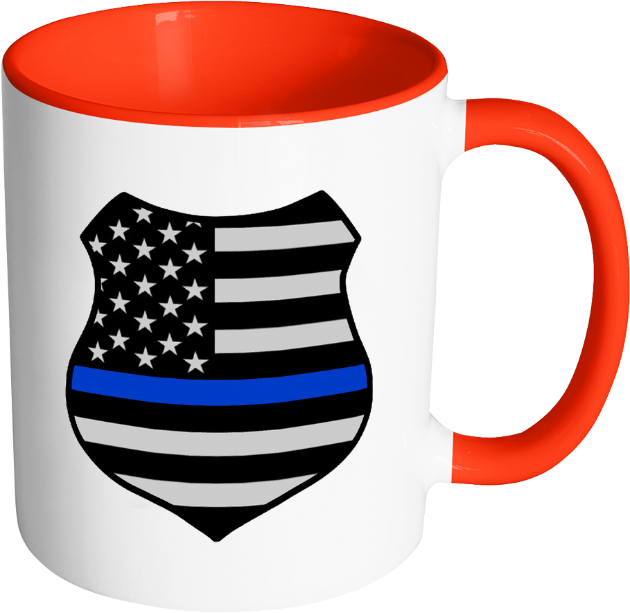 Thin Blue Line American Flag Shield Mug - Thin Blue Line Flag Transparent (1024x1024)