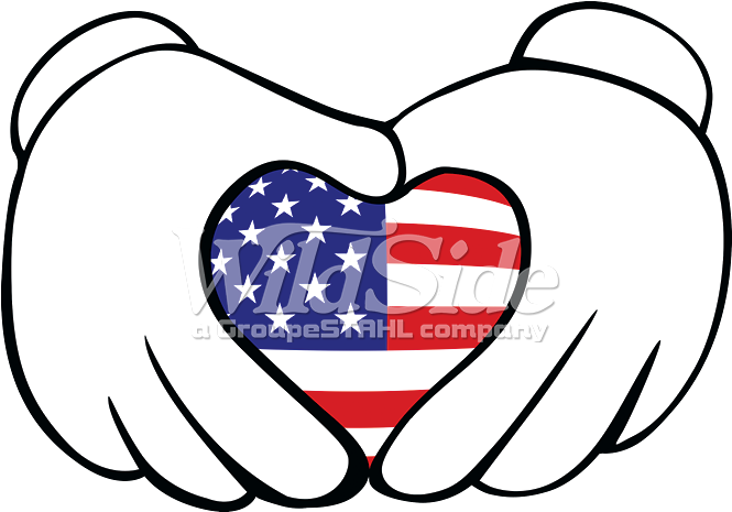 American Flag Cartoon Hands - Heart (675x675)