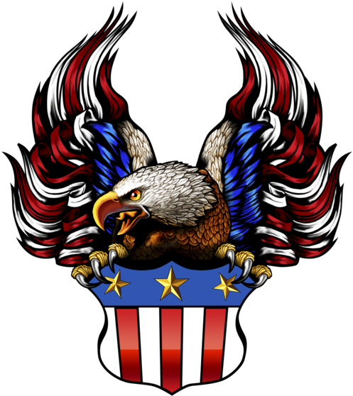 American Flag Shield With Eagle T Shirt, A - Eagle With American Shield (517x600)