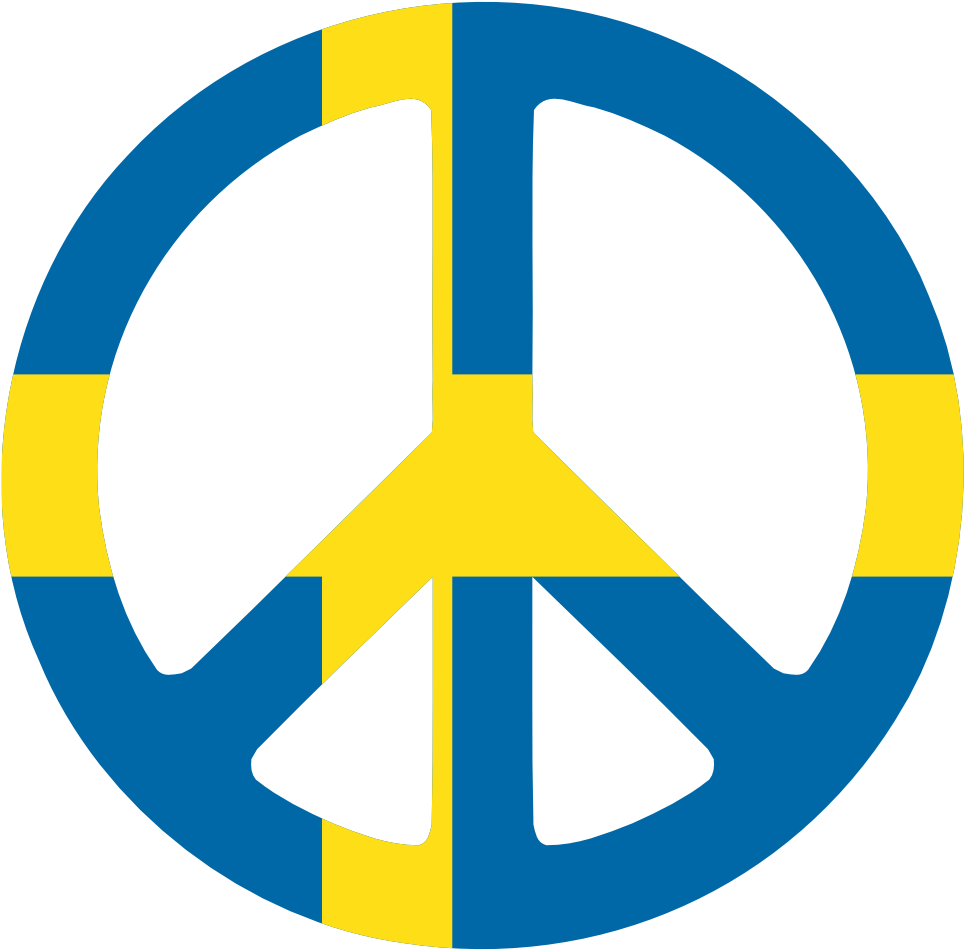 Sweden Peace Symbol Flag 3 Cnd Logo Peacesymbol Scalable - Sweden Flag Peace (999x999)