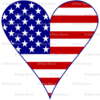 Usa Flag Heart Funky Blue With Border - Lithuania (400x400)