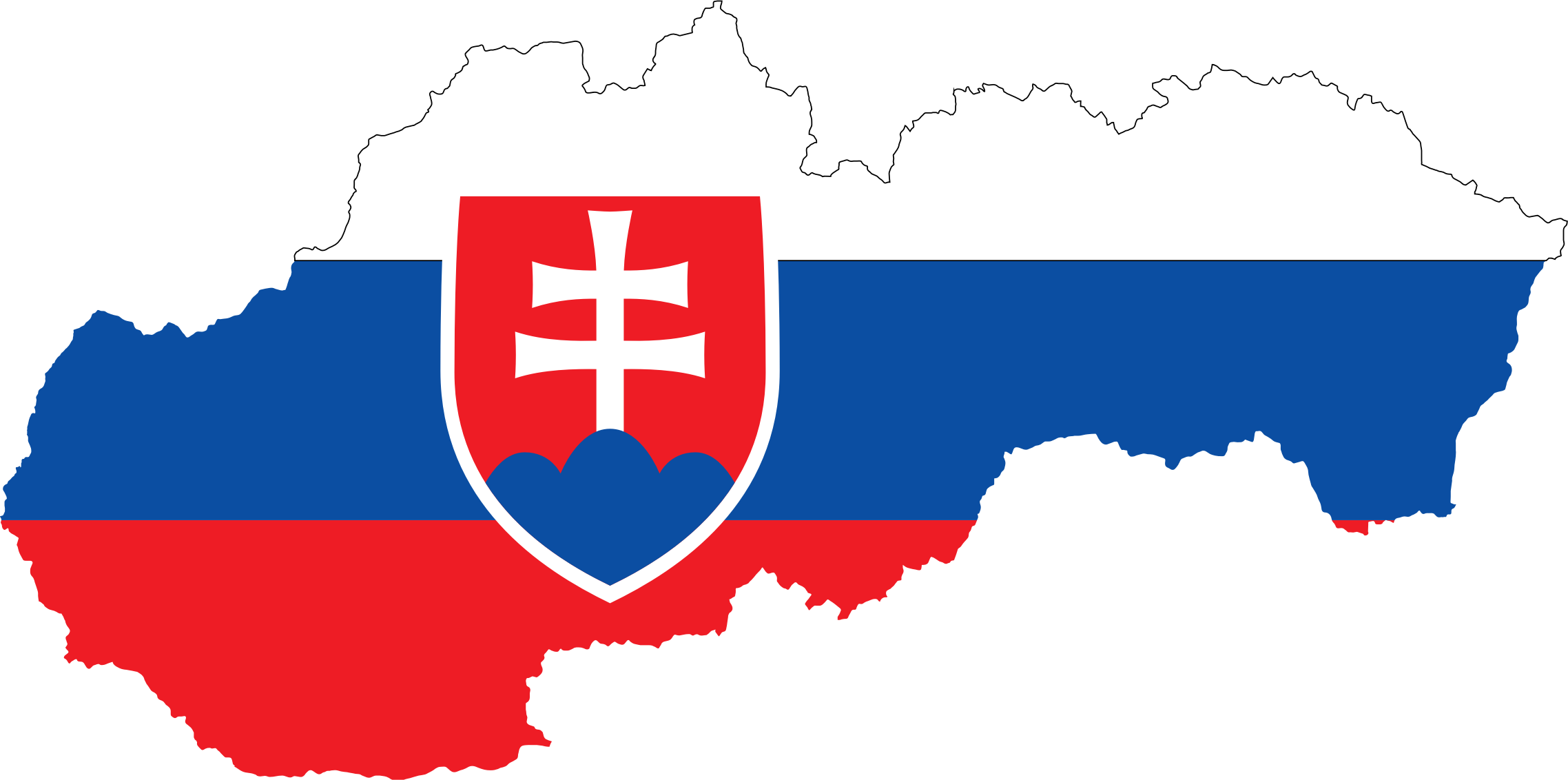 Flag Clipart Slovakian - Slovakia Flag Map (2276x1132)