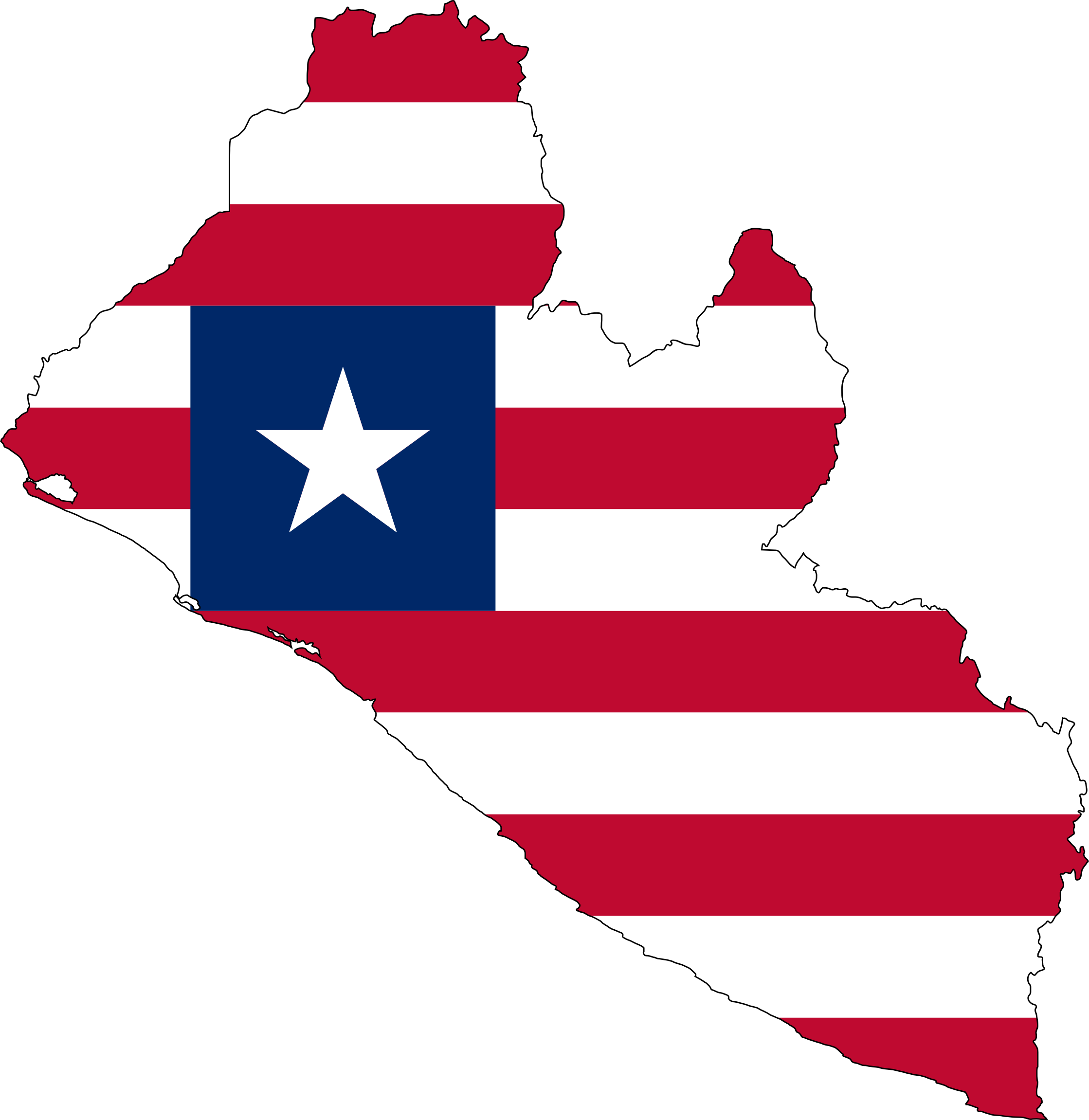 Flag Map With Stroke - Liberia Flag Map (2238x2302)
