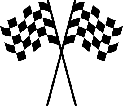 Checkered Flags Race Racing Checkered Flag - Racing Flag Png (397x340)