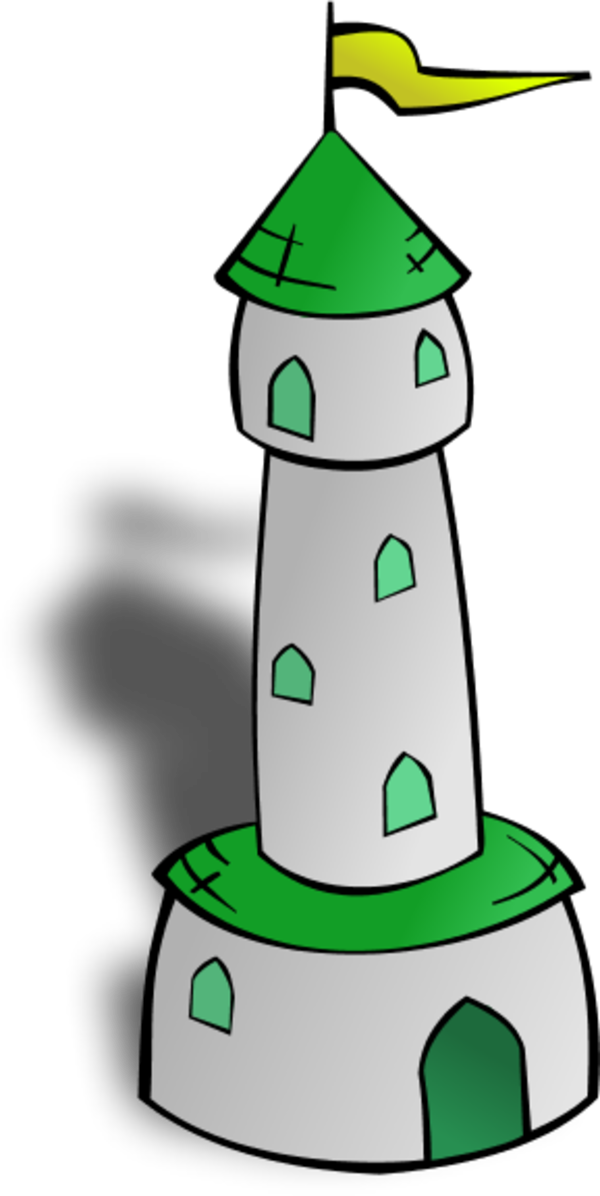 Rpg Map Symbols Round Tower With Flag - Tower Clipart (600x1196)