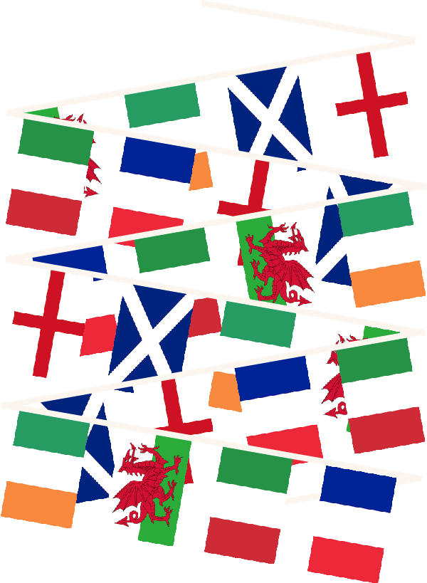 6 Nations Rugby Multi Nation Bunting - 6 Nations Flags Png (600x819)