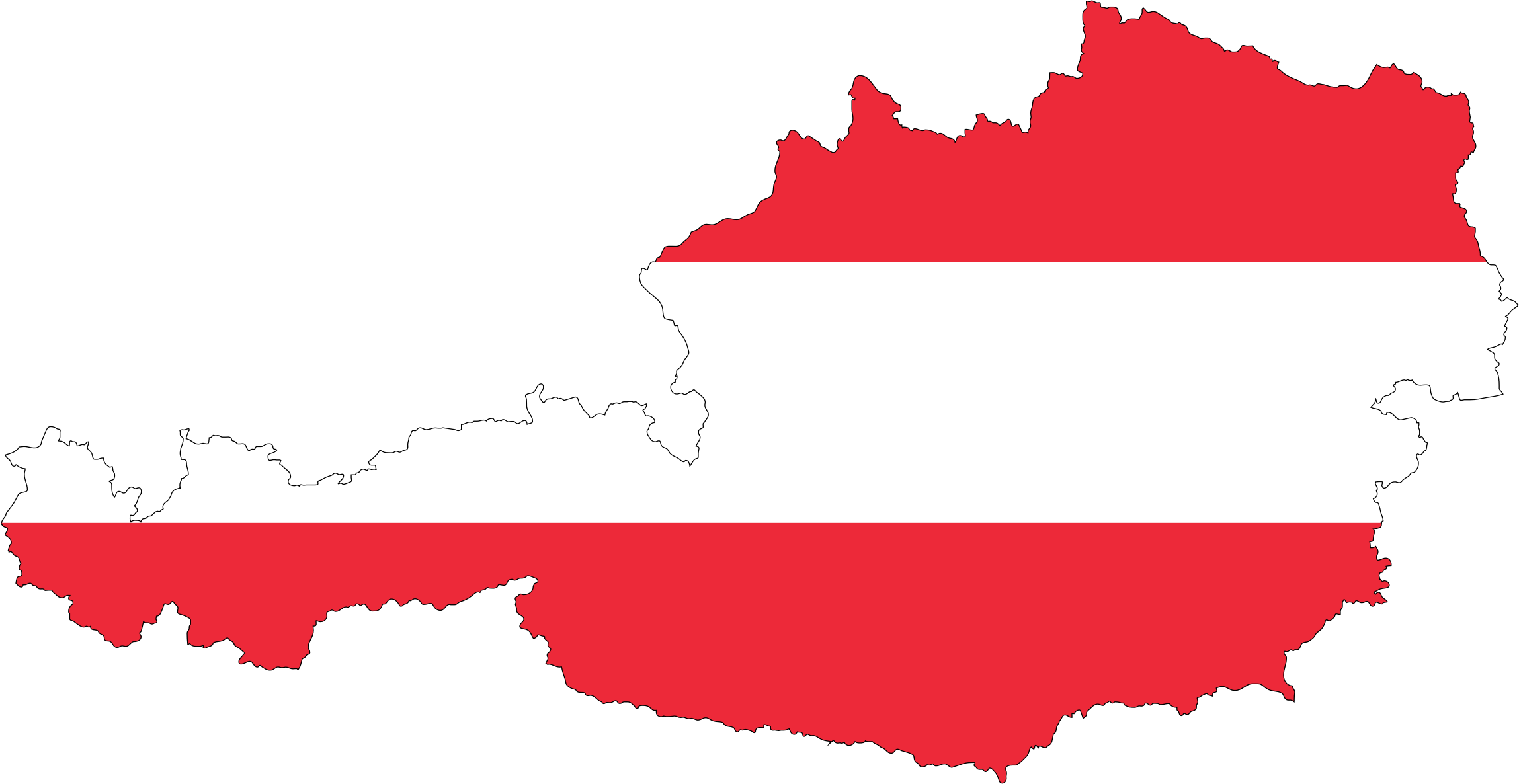 Flag Of Austria Map Clip Art - Flag Of Austria Map Clip Art (2297x1186)