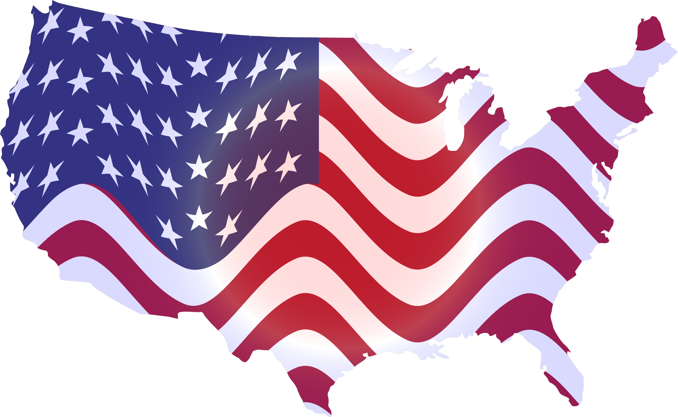 Clipart Wavy Us Flag One Color Clipartfest - Wavy Us Flag Map (2378x1464)