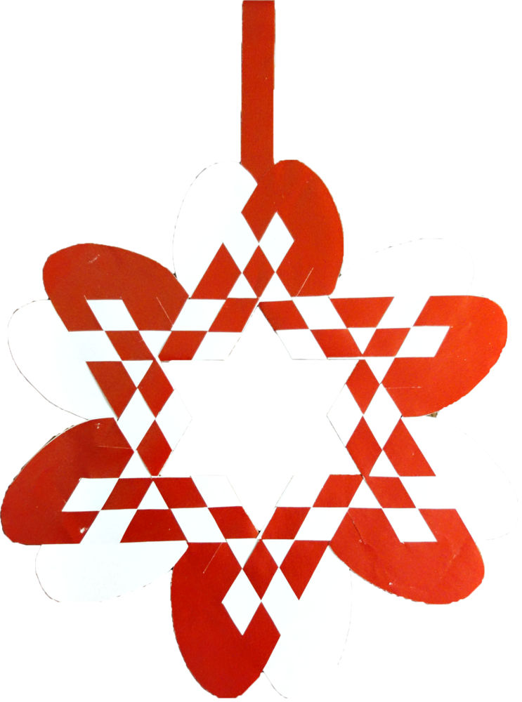 Woven Christmas Star In The Style Of A Julehjerte - Pleated Christmas Hearts (743x1000)
