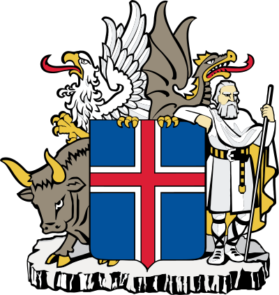 Coat Of Arms Of Iceland 1944-present, As Used Today - Iceland Coat Of Arms (400x423)