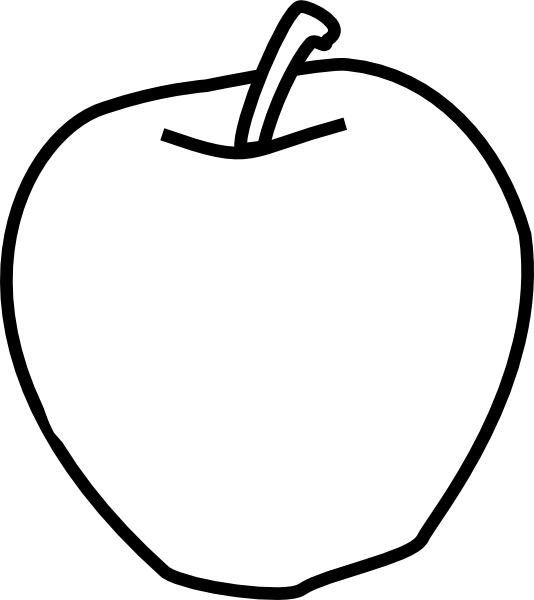 Apple Black And White Clip - Fruit (534x600)