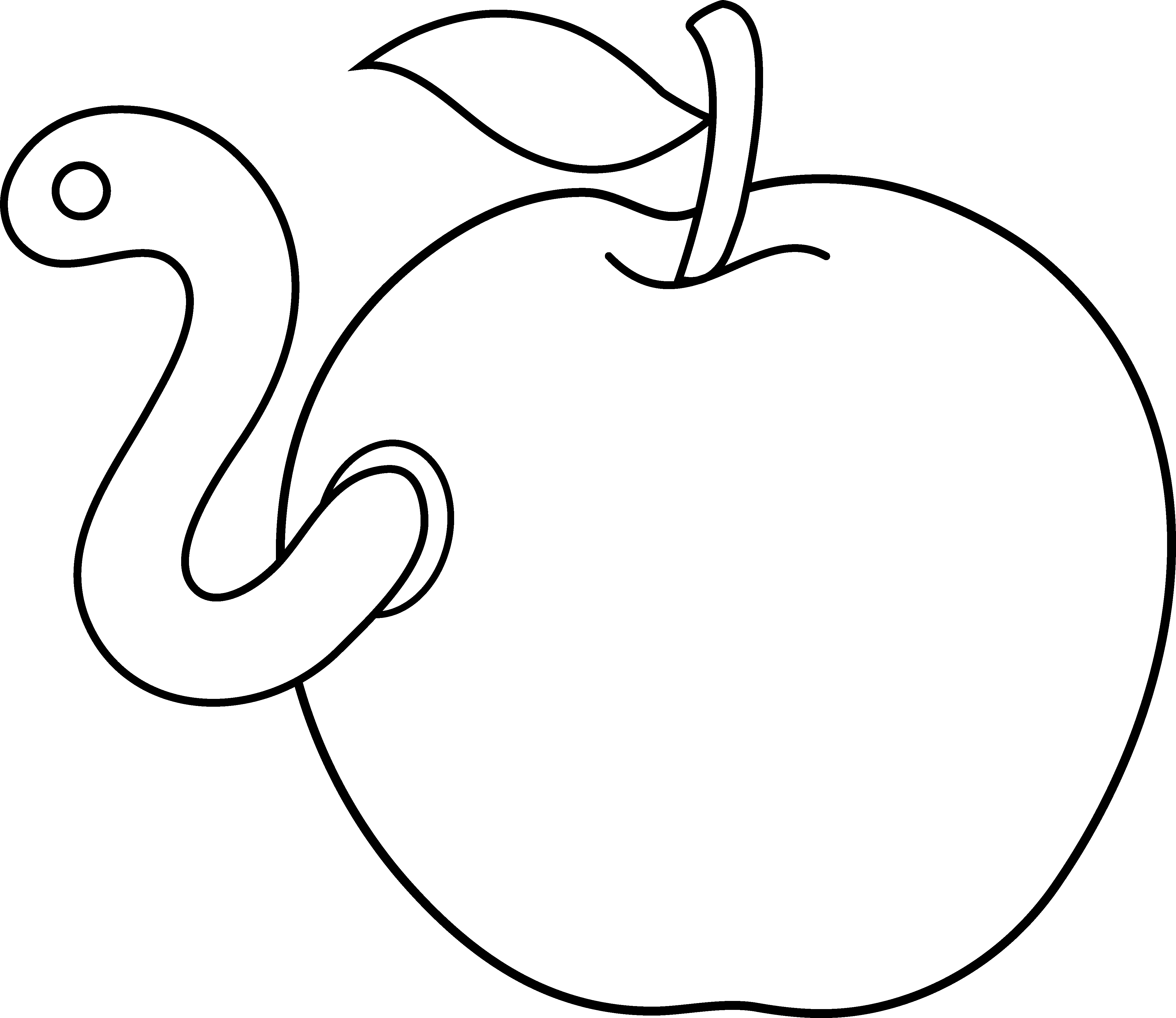 Apple Worm Clip Art - Worm In An Apple Drawing (4343x3761)
