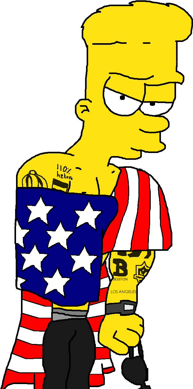 Sexy Muscle Bart Simpson With American Flag By Dgm-art - July 4 (705x1279)