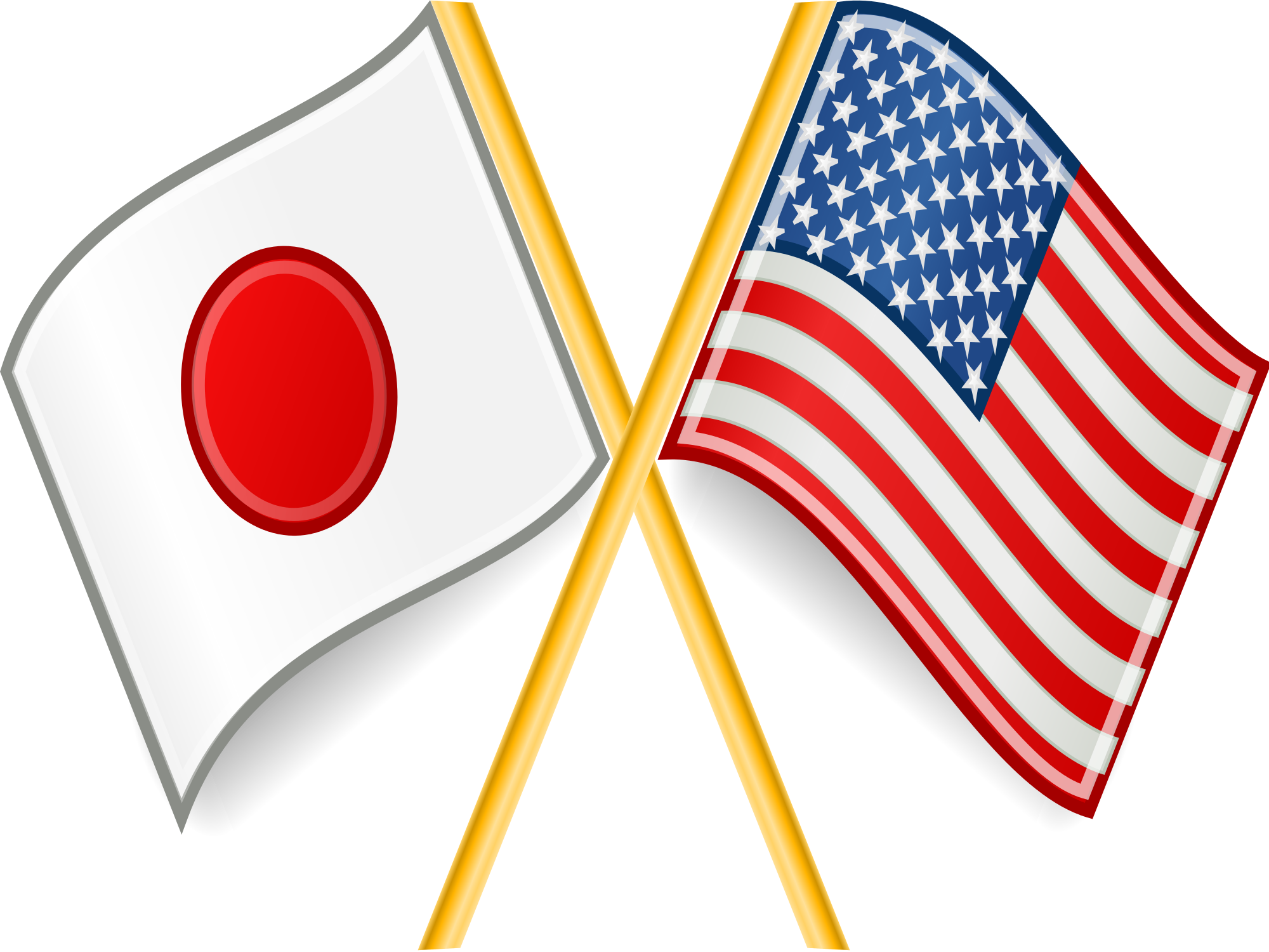 Japan And U - Japan And America Flags (2000x1500)