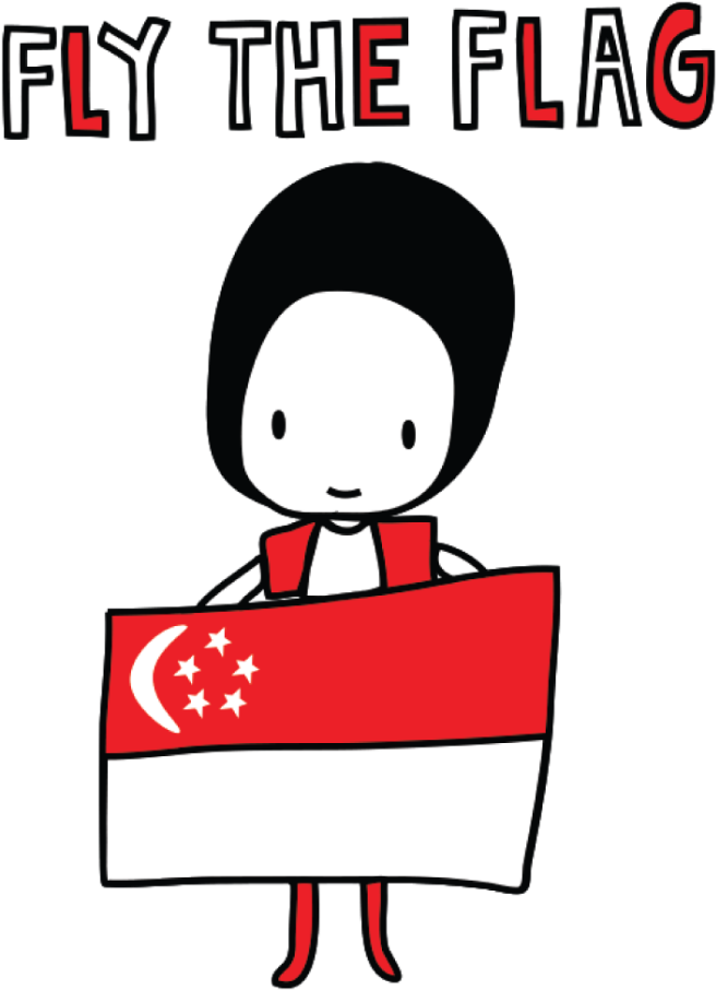 Fly The Flag Designer Temporary Tattoo - National Day Singapore Clipart (1024x1024)