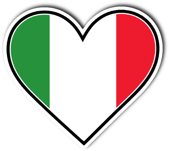 Italian Flag Heart Vinyl Die Cut Sticker - Italian Flag Heart (600x600)