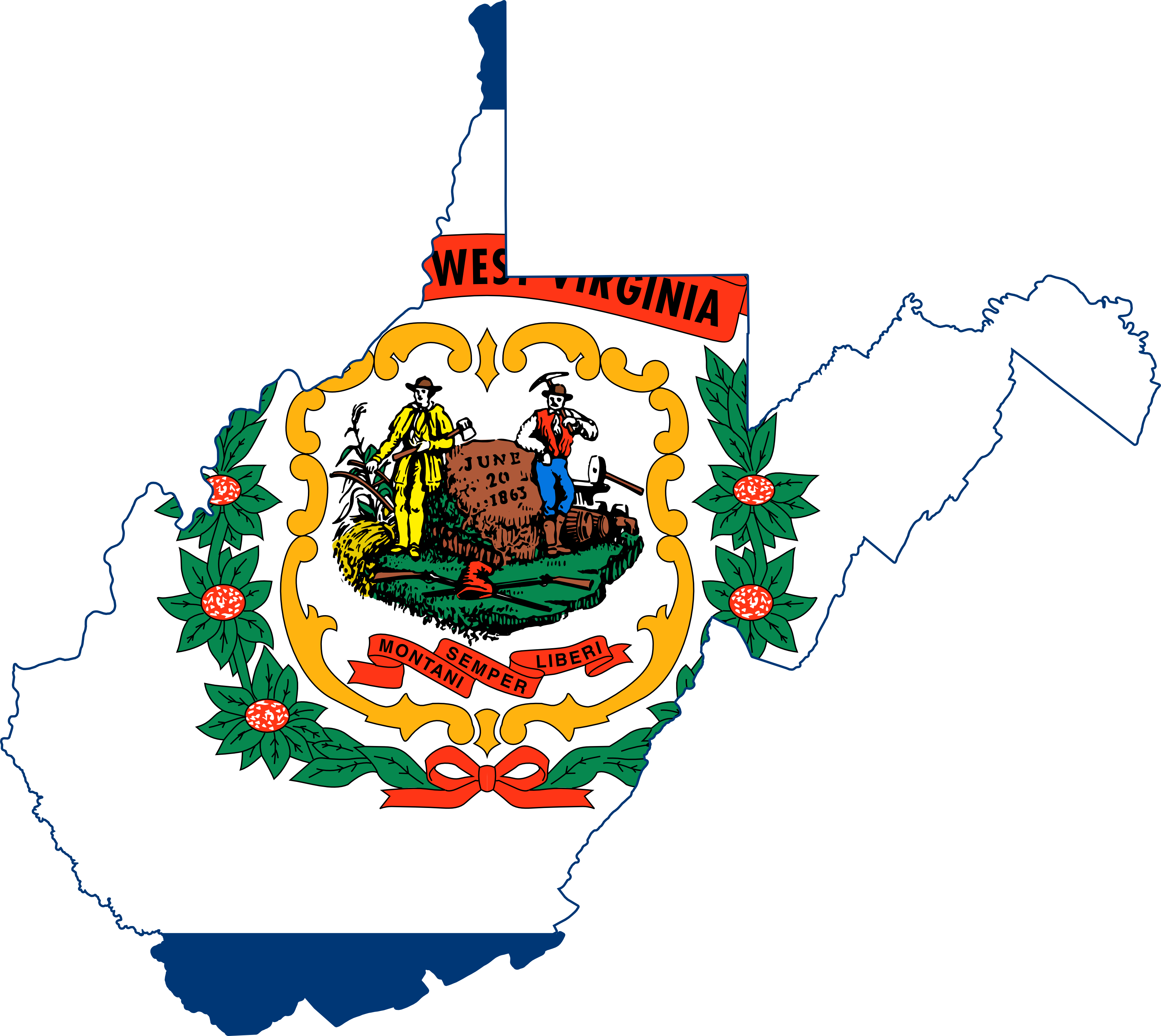 Flag-map Of West Virginia - West Virginia State Flag (4444x3968)