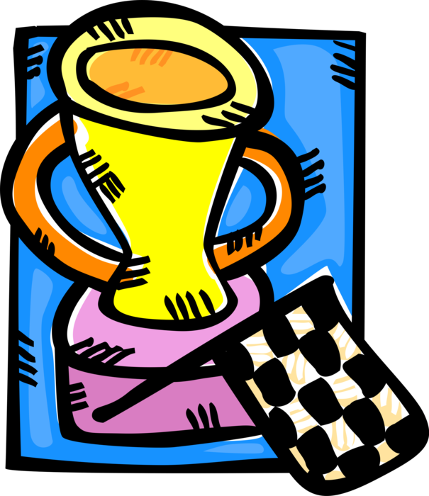 Vector Illustration Of Auto Racing Winner's Trophy - Book Report (605x700)