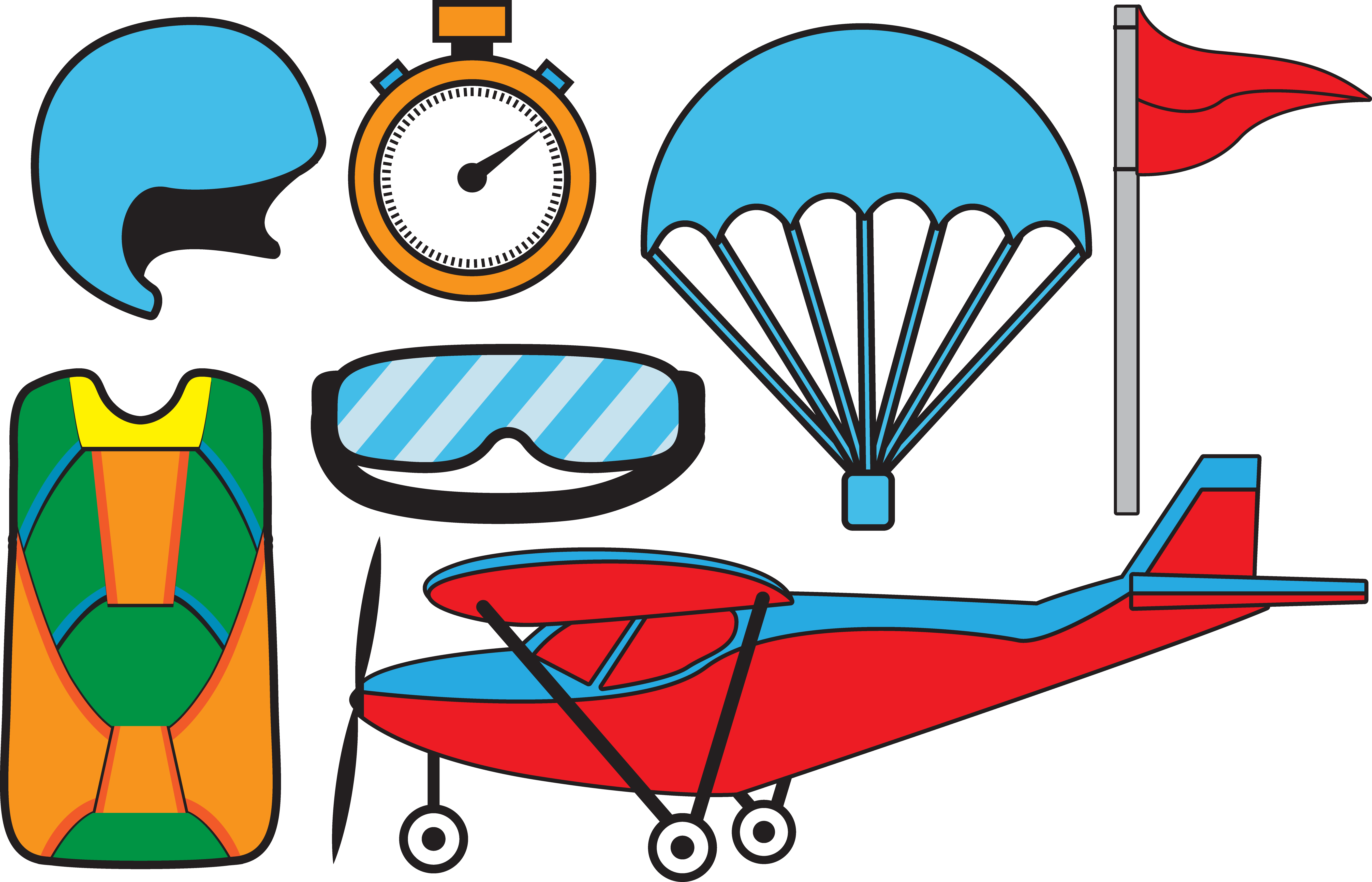 Airplane Helmet Parachuting Clip Art - Airplane Helmet Parachuting Clip Art (5395x3470)