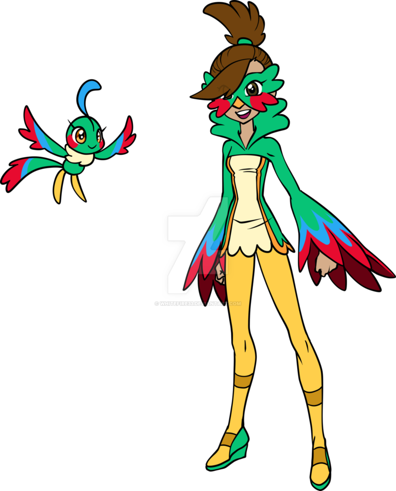 Gloria Aka Pretty Parrot And Her Kwami Polly By Ancientwhitefire - Cartoon (803x994)