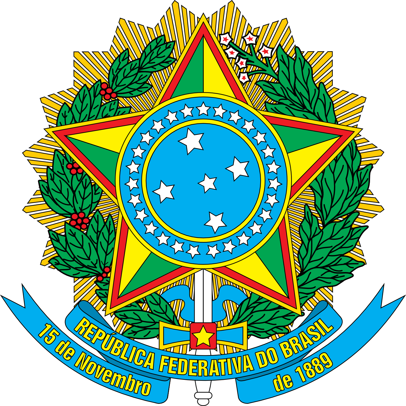 Coat Of Arms Of Brazil Flag Fav 555px - Brazil Coat Of Arms (1331x1331)