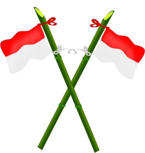 Bamboo And Indonesian Flag-2 Svg Clip Arts 564 X 597 - Indonesian Flag Clip Art (564x597)