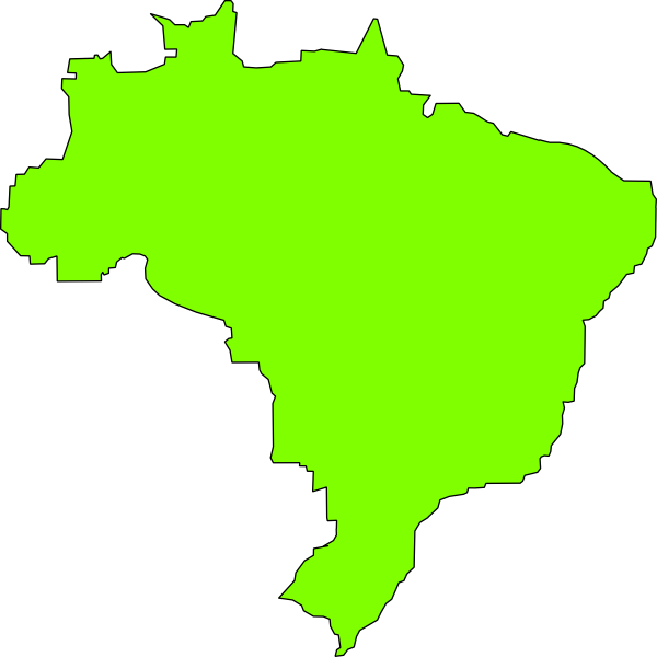 Flag Of Brazil Map Clip Art - Green Brazil (600x600)