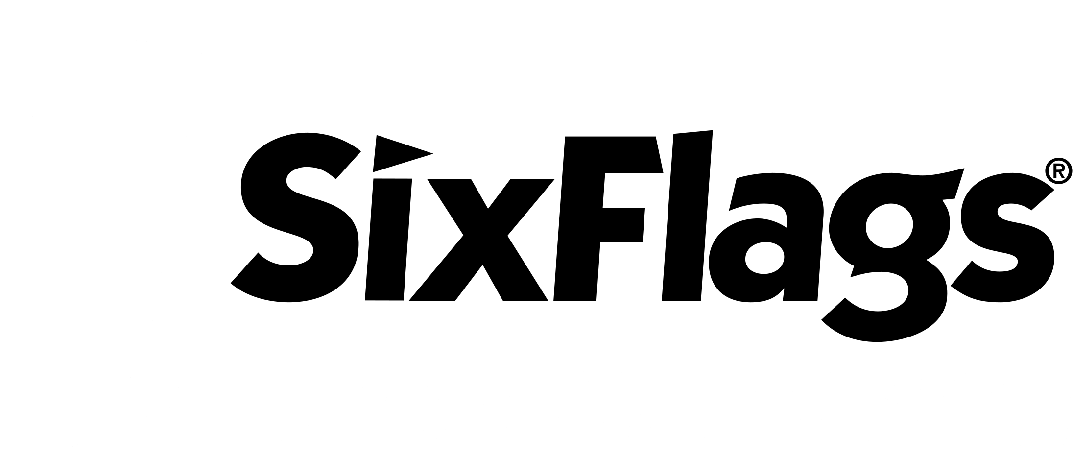 Six Flags European Division Logo Black And White - Six Flags (2400x2400)