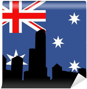 Melbourne Skyline Against Australian Flag Wall Mural - Australian Flag (400x400)