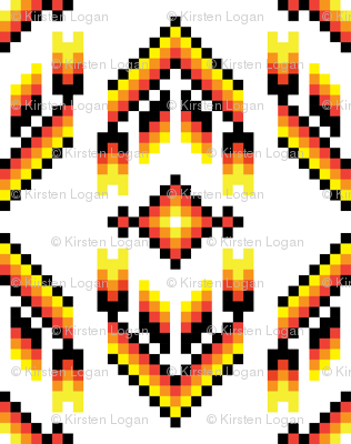 Native American Digital Bead Pattern Black Orange And - Circle (316x400)