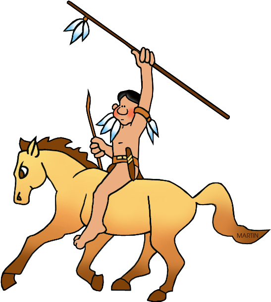 Indian Wars - Indian On Horse Clipart (596x648)