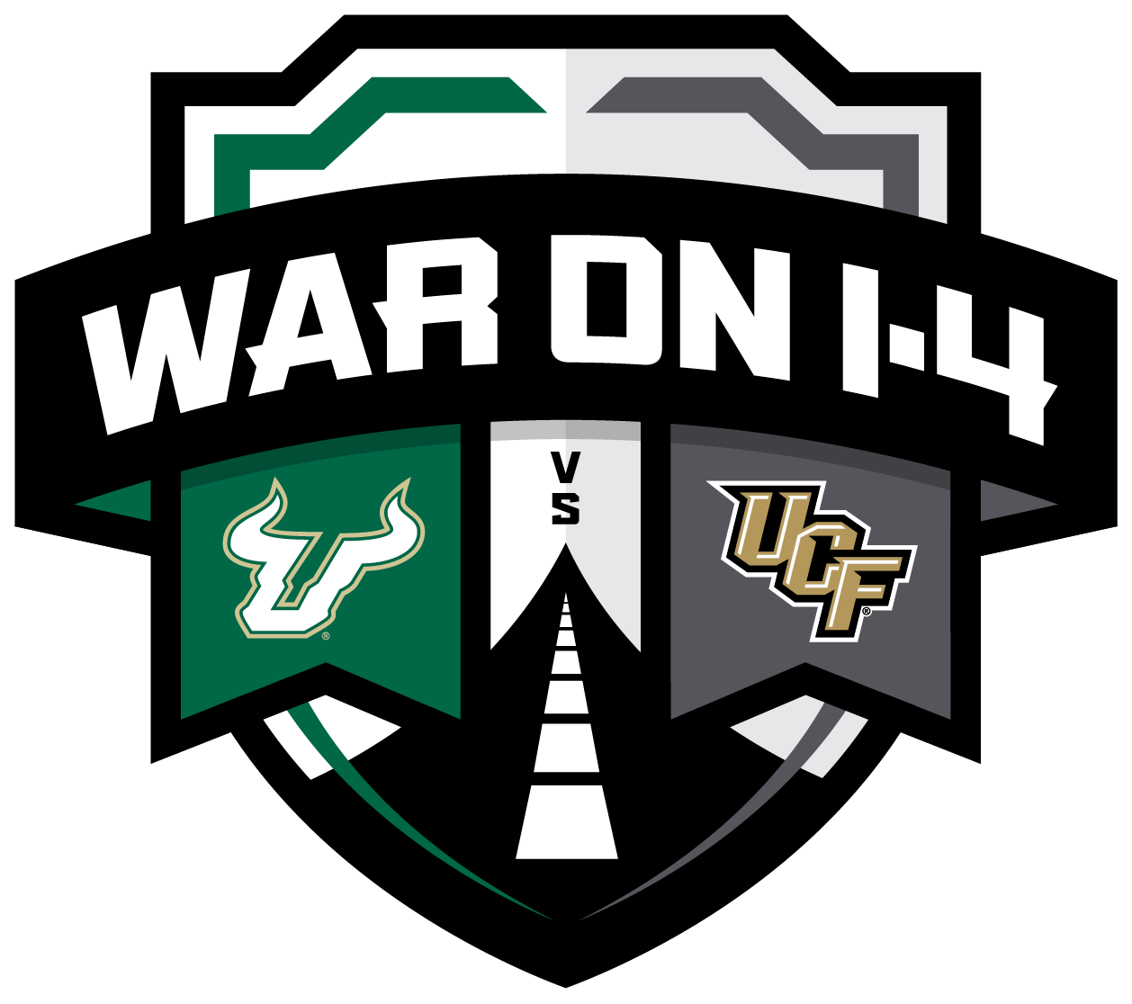 War On I4 Rivalry Logo Rgb White Border - Usf Vs Ucf Football (1258x1116)