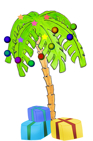 Palm Tree Clipart Christmas - Palm Tree Christmas Tree Clip Art (346x531)