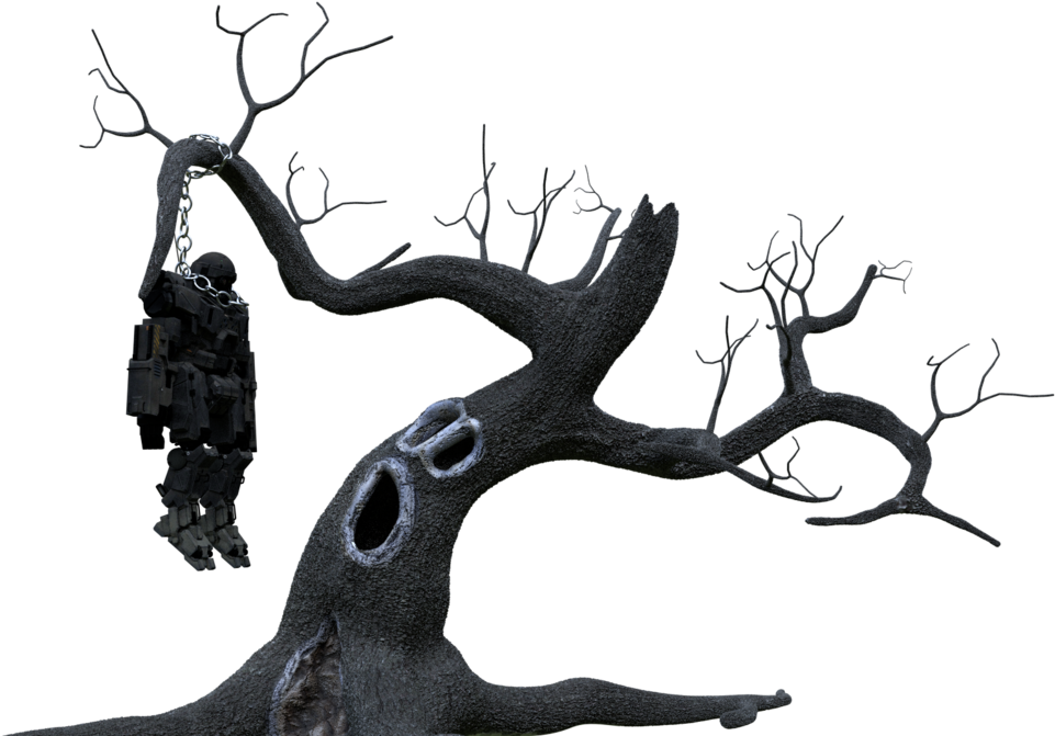 Spooky Tree With Hanging Mech - Illustration (1200x675)