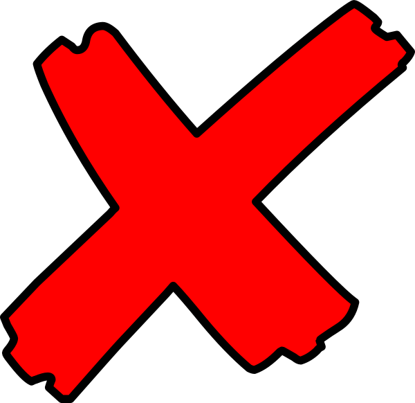 Red Cross Clip Art At Clker - Imagen De Una Tacha (600x582)