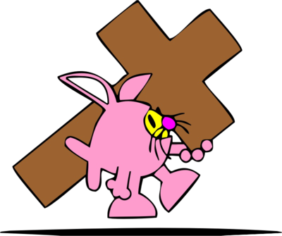 Easter Bunny Clip Art Cross - Easter Bunny Carrying Cross (400x335)